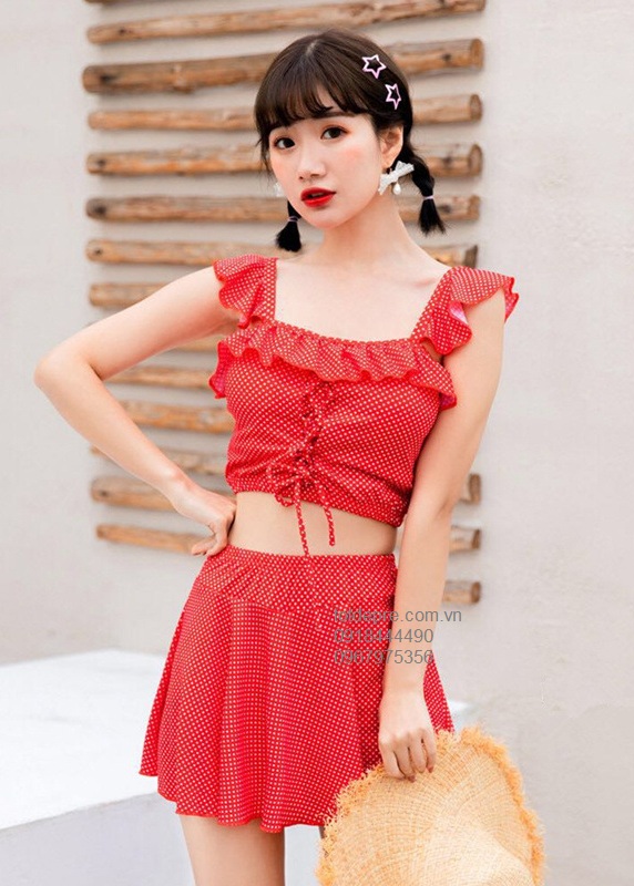 Đầm váy nữ đỏ chấm bi trắng nút lệch Mới 100%, giá: 230.000đ, gọi: 0932 804  539, Huyện Bình Chánh - Hồ Chí Minh, id-e8b21700